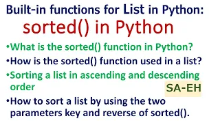 sorted in Python List sorted in Python with examples CBSE List built-in functions Python