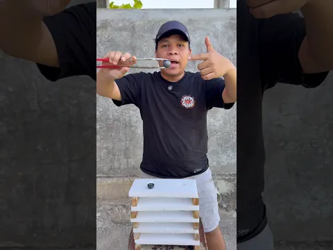 BOLA BESI PANAS BESAR VS GABUS DOBEL 5!!! BEGINI JADINYA #experiment #shorts #styrofoam