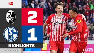 10-MAN Fight Their Way To The TOP! | SC FREIBURG - SCHALKE 04 | Highlights | Matchday 5 – Bundesliga