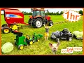 Lagu Farm compilation with kids ride on tractor, trucks, real tractors, animals. Educational | Kid Crew