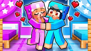 lily kisses omz at a sleep over in minecraft 
