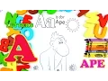 Learn Alphabet - Letter A Ape Coloring Pages