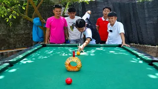  Hưng Vlog - Thử Thách Bắn Bida Lọt Lỗ Quả Bí Chạm Bida Không Đổ Bật Lửa Nhận Thưởng 500$