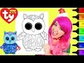 Coloring Ty Beanie Boos Oscar Owl Coloring Page Prismacolor Markers KiMMi THE CLOWN