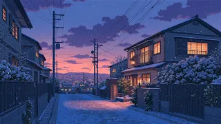 Quiet Winter Neighborhood Lofi Beats Gentle Snow Ambience Calm Study Music 4K 