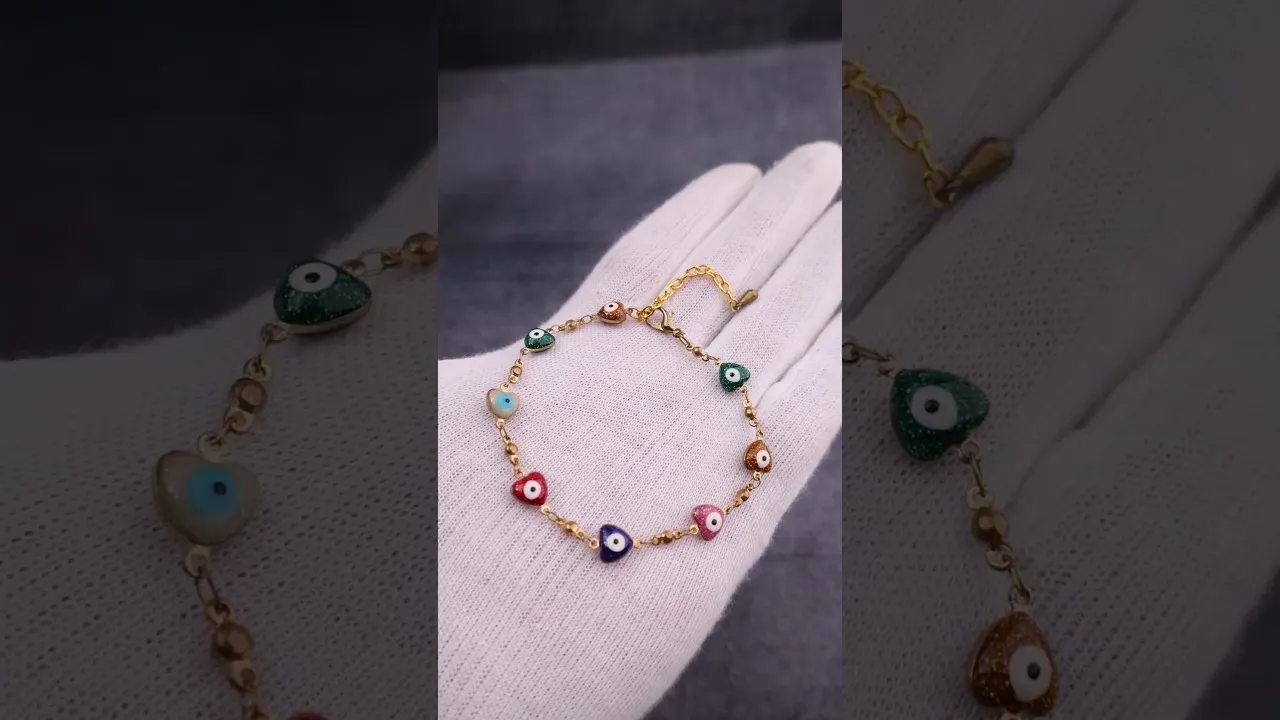Heart Shape Blue Onyx Evil Eye Anklet for Protection & Style