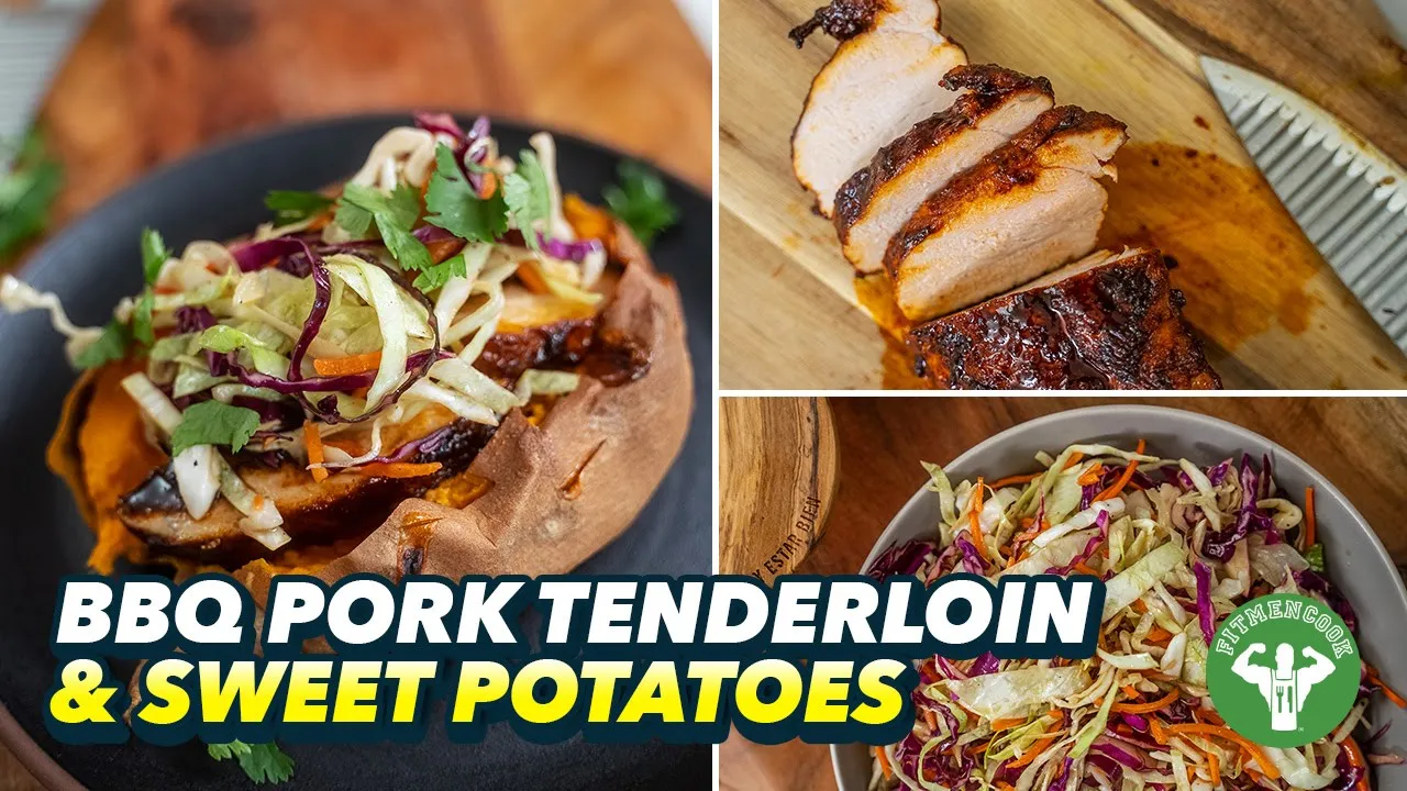 BBQ Pork Tenderloin & Slaw Stuffed Sweet Potatoes