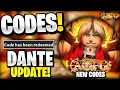 NEW All Working DANTE UPDATE CODES FOR AOPG ROBLOX A ONE PIECE GAME CODES