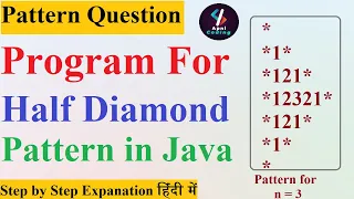 Q21 - Half Diamond Pattern Half Diamond Pattern in Java Half Diamond number Pattern Pattern