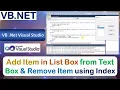 P35 Windows Application to Add Item in List Box from Text Box and Remove Item using Index VB Net