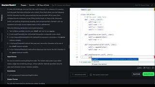HackerRank Python 30 Days of Code - Day 18 Queues and Stacks