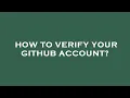 How to verify your github account