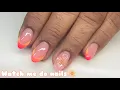 Ombre French Tip 3D Flower Short Almond Nails Acrylic Nails Tutorial