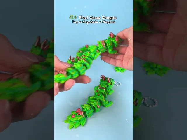 Flexi Xmas Dragon β Toy β’ Keychain β’ Magnet, Articulated Christmas Toy video thumbnail