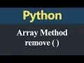 remove Method in Python Hindi