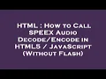 HTML How to Call SPEEX in HTML5 JavaScript Without Flash