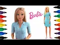 Disney Princess BARBIE Pretty Girl in her DENIM outfit Coloring Page Lucky Colors for kids Art
