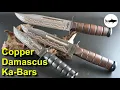 Het smeden van drie koperen Damascus Ka-Bar messen - De complete video