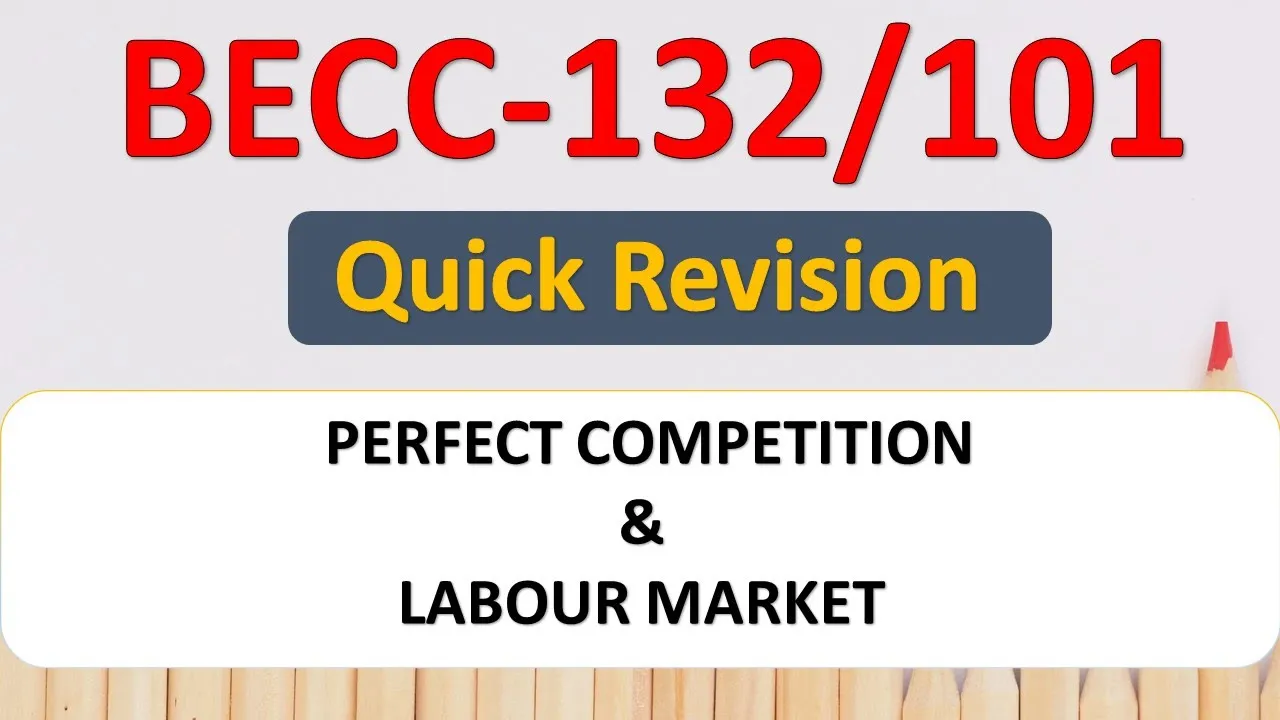 BECC132/101 PERFECT COMPETITION AND LABOUR MARKET (Revision)