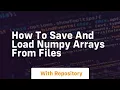 How to save and load numpy arrays from files