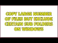 Copy large number of files but exclude certain sub folders on Windows 2 Solutions