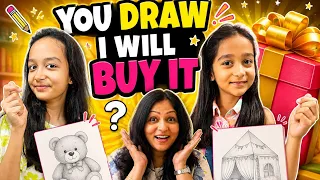 You DRAW, I will BUY it ✏️ 🖼🤔🤩 | Draw and Buy Challenge | Aayu and Vanu