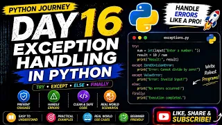 Python Day 16 Exception Handling in Python Try Except Else Finally Python Tutorial