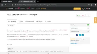 Complement of Base 10 Integer LeetCode 1009