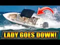 Lagu LADY GOES DOWN AT BOCA INLET !! | HAULOVER INLET BOATS | WAVY BOATS