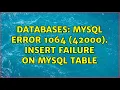 Databases MySQL Error 1064 42000 Insert failure on MySQL table