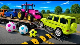 Flatbed Truck Mcqueen | Transportation with Truck - Pothole vs Car # - BeamNG.Drive#