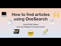 How to find articles using OneSearch