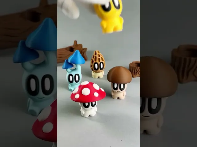 Blob Mushrooms - Mini Mushroom Collectible Art Toy with Stump Holder video thumbnail