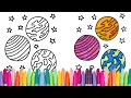 Coloring Planets Kids Toddler Color Art Activity Outer Space Coloring Book Page