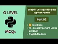 Chapter 05 Sequence Data Types in Python Part 02 O Level M3R5 English MCQs