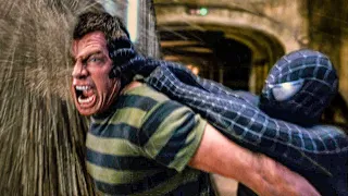 peter gets the symbiote suit and destroys sandman 