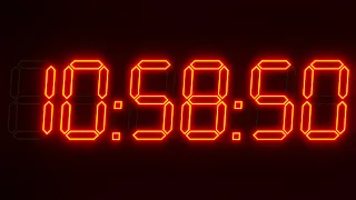 12h Hour Clock Digital 12-24 Orange Glow 4K afternoon evening