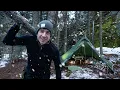 SOLO CAMPING Mientras nieva, Estufa caliente, Buscraft y supervivencia
