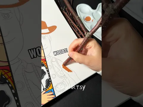 Drawing Woody from Toy Story as WOOD using WOOD?!? #shorts