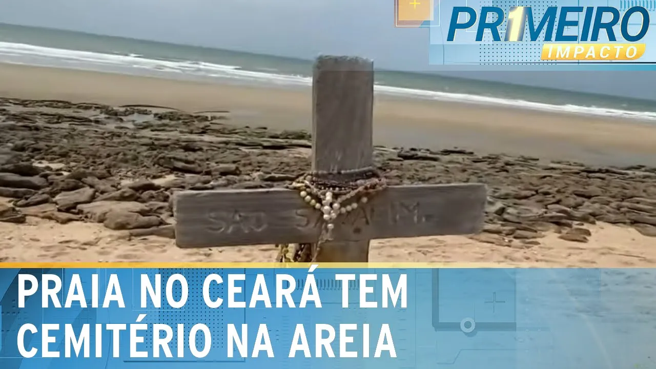 Cemitério e mar dividem vista paradisíaca em praia do Ceará | Primeiro Impacto (29/09/23)