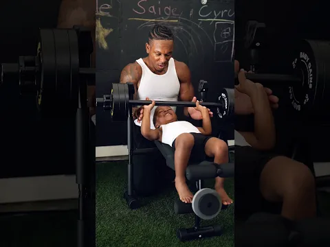 My two year old son wanted to test his strength today on a max bench press..