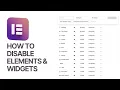 How To Disable Elements Widgets From Elementor WordPress Plugin Performance Tips