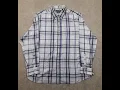 CHAPS Men s Button Up Shirt 2XL Oxford Long Sleeve Blue Gray White Plaid 0262