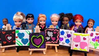 Download Art class ! Elsa \u0026 Anna toddlers - painting - Barbie is the teacher - school MP3