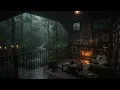 Peaceful Rainstorm in a Cozy Cabin Rain Sounds Thunder Fireplace Ambience for Sleep