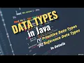 Data Types in Java Primitive Data Types Non-primitive Data Types Reference Data Types