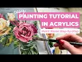 Flower Painting Tutorial In Acrylics Paint Roses Step by Step