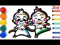 How to Draw Five Little Monkeys Nursery Rhymes Songs for Kids and Toddlers