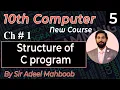 Structure of C program 10th class computer science new book chapter 1