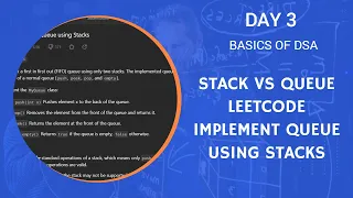 232 Implement Queue using Stacks LeetCode Python Day 3 - Basics of DSA Master DSA with Jazzy